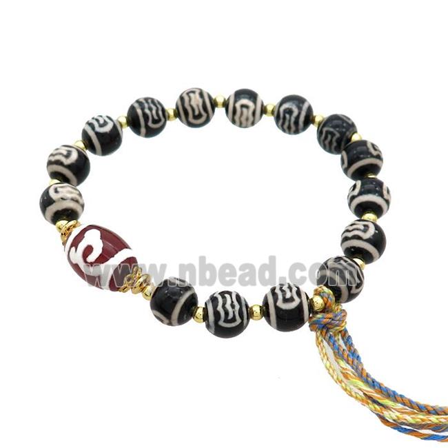 Tibetan Agate Bracelets With Tassel Stretchy