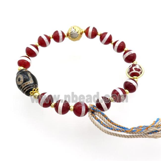 Tibetan Agate Bracelets With Tassel Stretchy