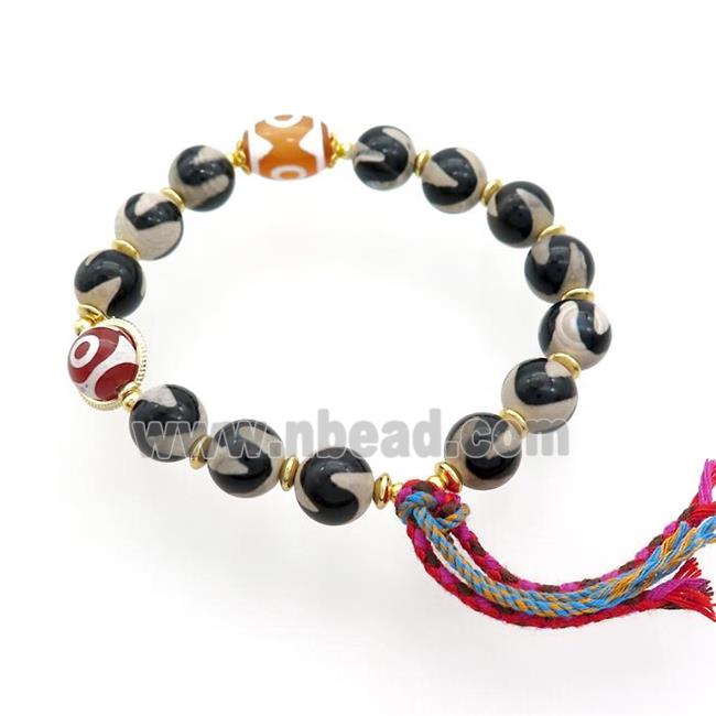 Tibetan Agate Bracelets With Tassel Stretchy