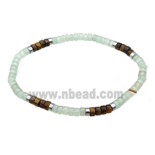 Green Aventurine Bracelet Tiger Eye Stone Stretchy