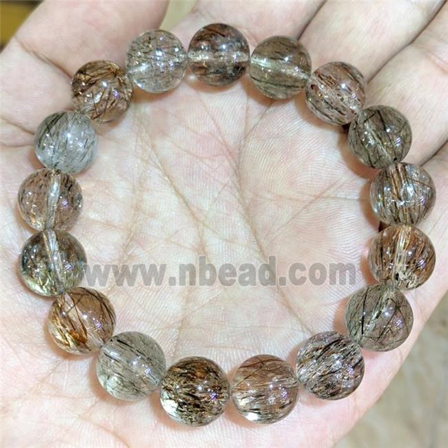 Natural Black Golden Super 7 Quartz Crystal Bracelets Stretchy