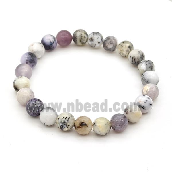 Natural White Moss Opal Bracelets Stretchy