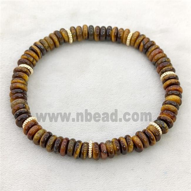 Natural Tiger Eye Stone Heishi Bracelet Stretchy