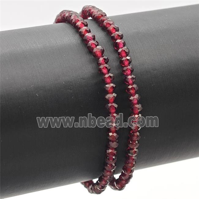 Natural Garnet Bracelet Faceted Rondelle Stretchy