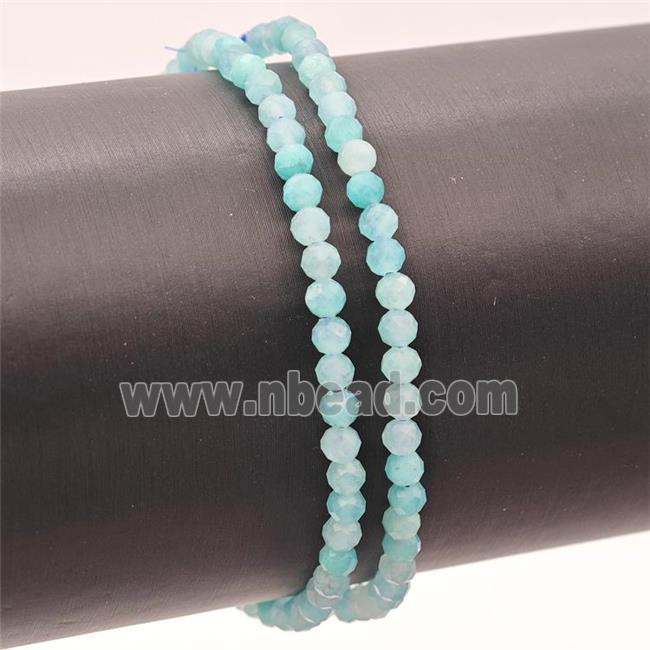 Natural Amazonite Bracelet Faceted Round Green Stretchy