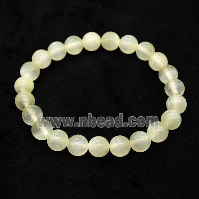 Lt.yellow Selenite Bracelet Stretchy Round