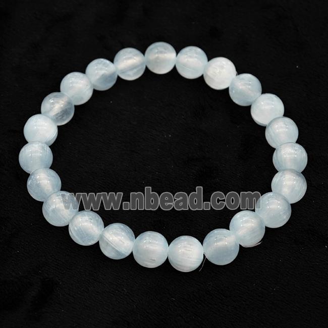 Lt.blue Selenite Bracelet Stretchy Round