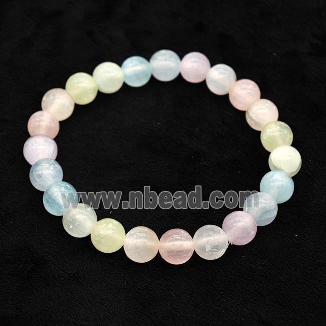 Selenite Bracelet Stretchy Round Multicolor