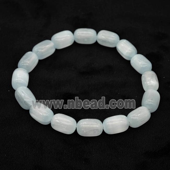 Blue Selenite Bracelet Stretchy Barrel