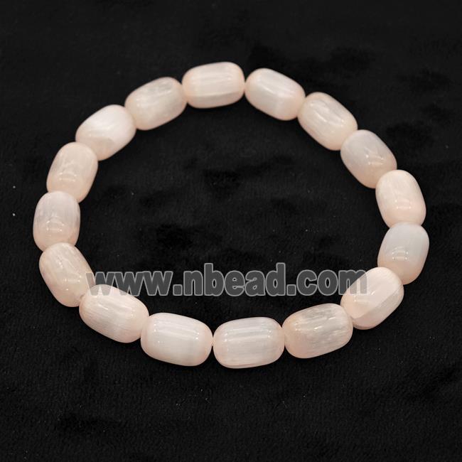 Pink Selenite Bracelet Stretchy Barrel