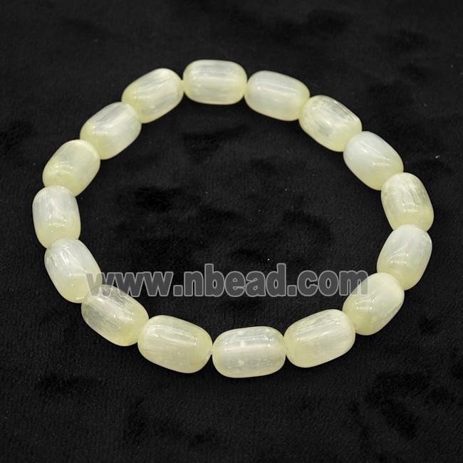 Lt.yellow Selenite Bracelet Stretchy Barrel