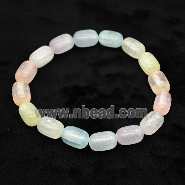 Selenite Bracelet Stretchy Barrel Multicolor