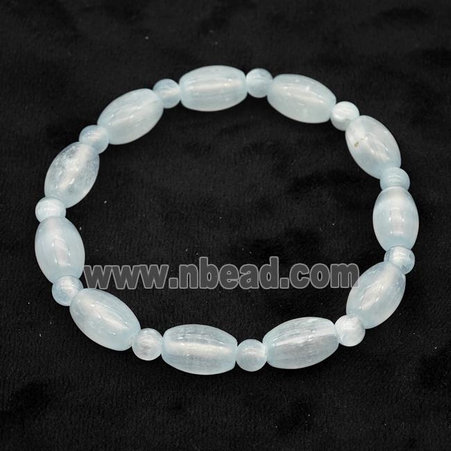 Lt.blue Selenite Bracelet Stretchy Rice