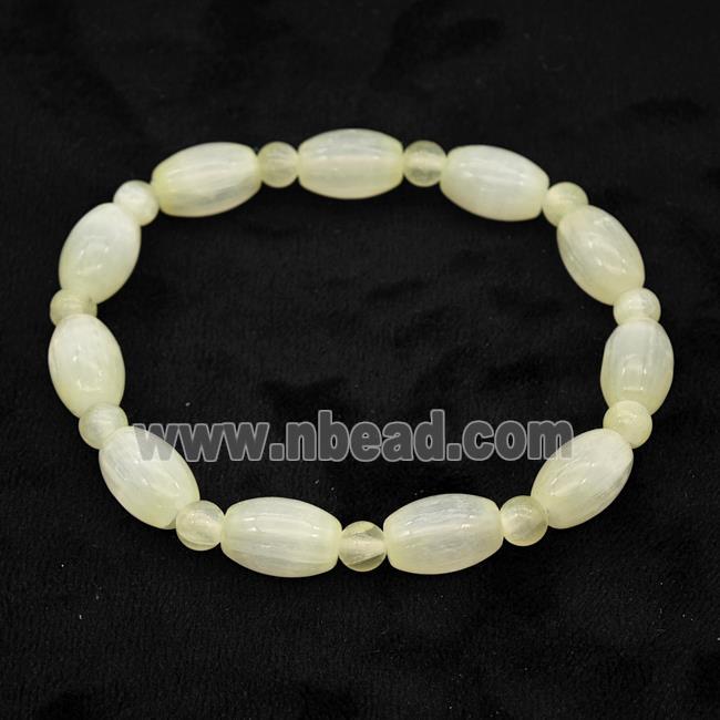 Lt.yellow Selenite Bracelet Stretchy Rice