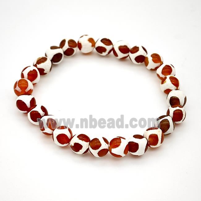 Tibetan Agate Bracelets Red Round Stretchy