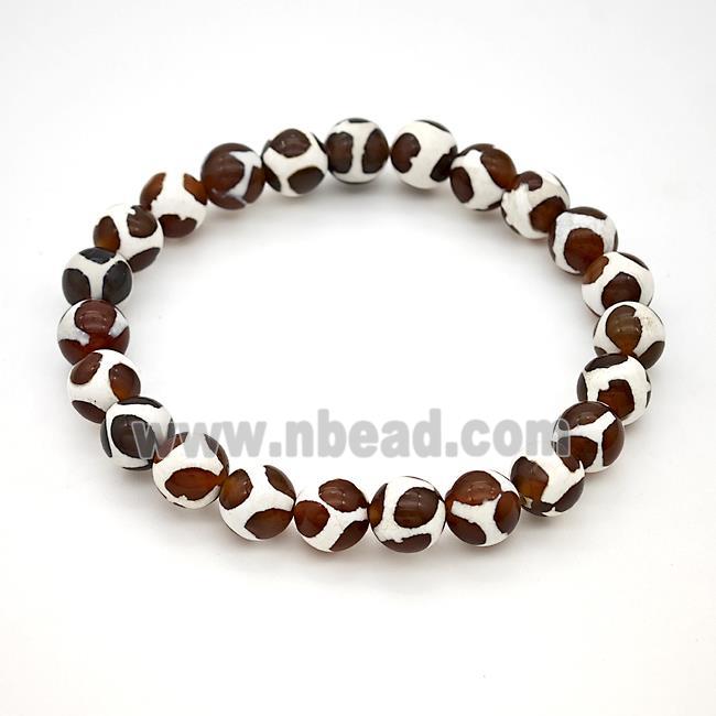 Tibetan Agate Bracelets Round Stretchy