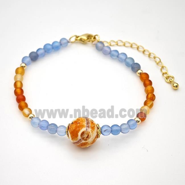 Blue Red Agate Bracelet Dye