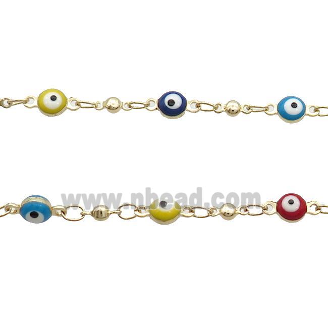 Copper Chain Multicolor Enamel Evil Eye Gold Plated