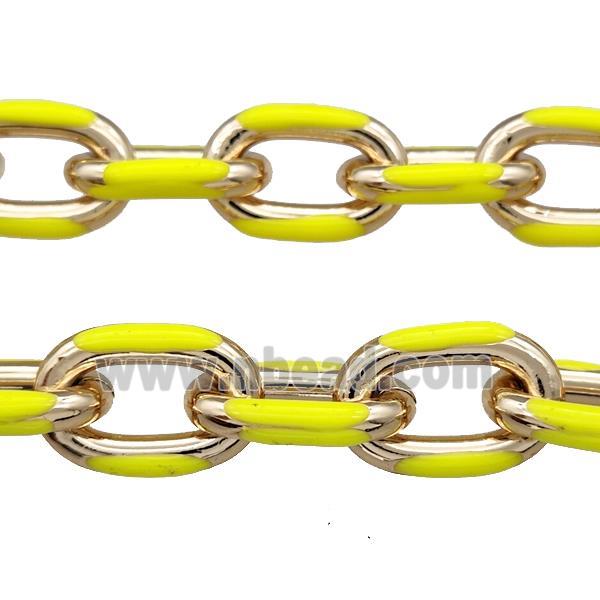 Aluminium Rolo Chain Yellow Enamel Gold Plated