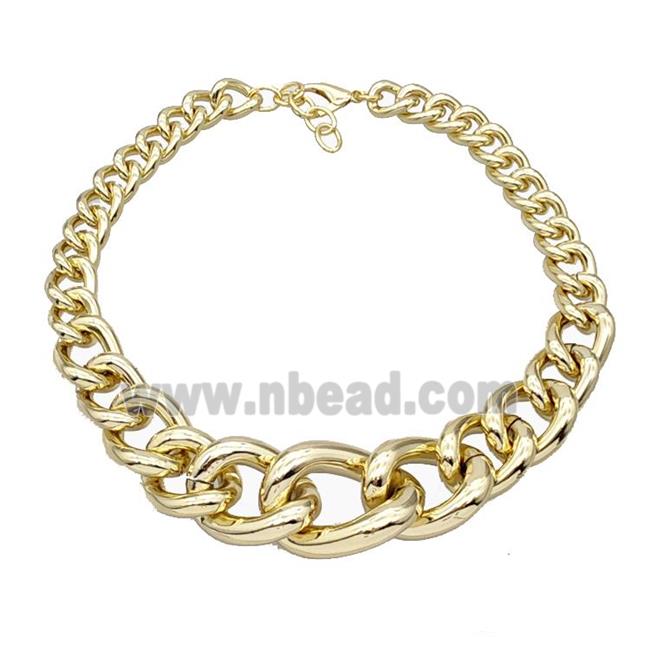 Aluminum Chain Necklace Gold Plated