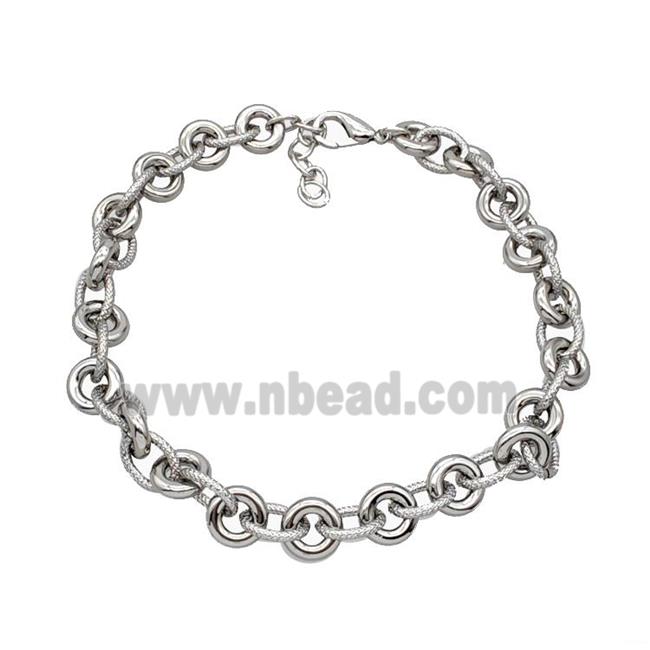 Aluminum Chain Necklace Platinum Plated