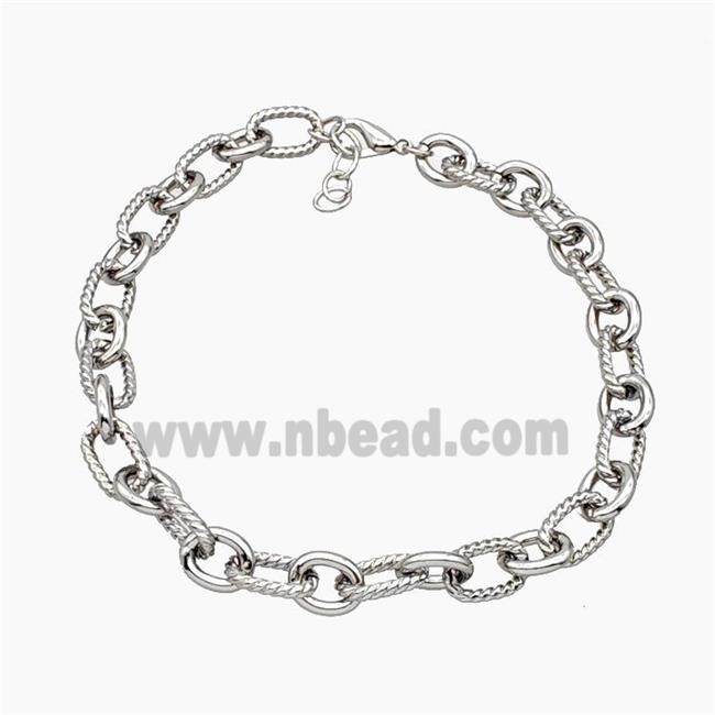 Aluminum Chain Necklace Platinum Plated