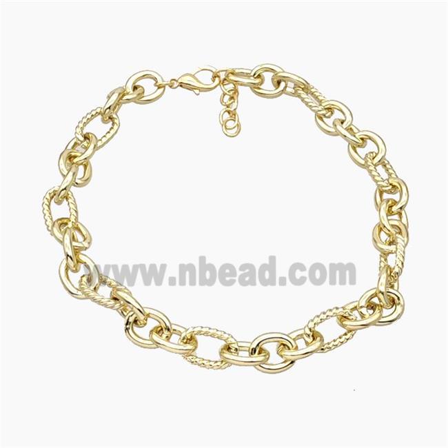 Aluminum Chain Necklace Gold Plated