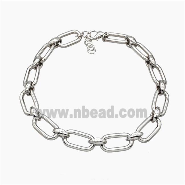 Aluminum Chain Necklace Platinum Plated