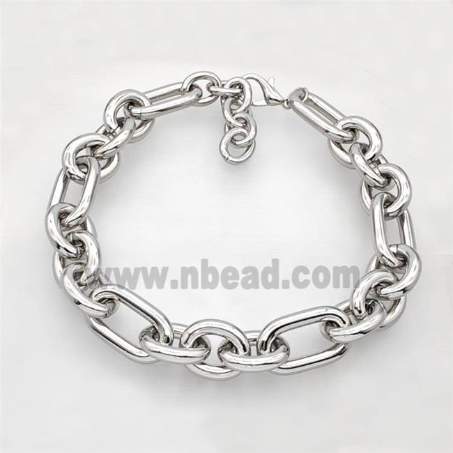 Aluminum Chain Necklace Platinum Plated