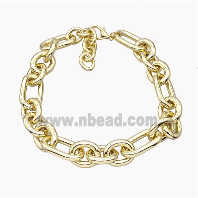 Aluminum Chain Necklace Gold Plated