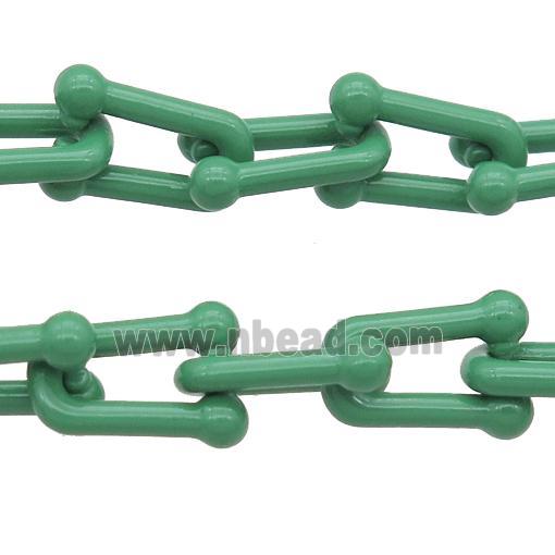 Alloy U-shape Chain with fire green lacquered