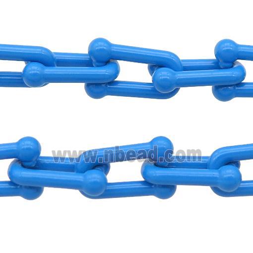 Alloy U-shape Chain with fire blue lacquered