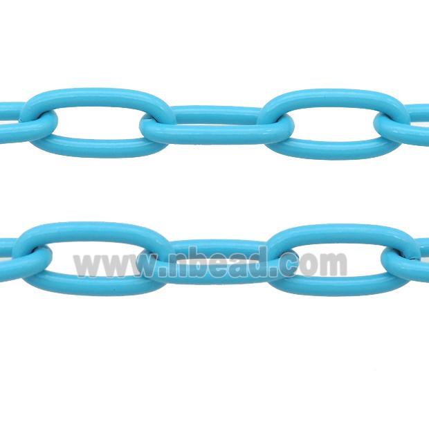 Alloy Paperclip Chain with fire teal lacquered