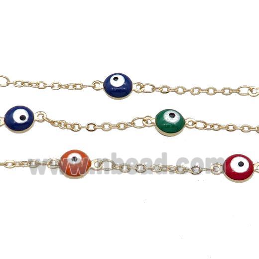 Copper Chain Enamel Evil Eye Gold Plated