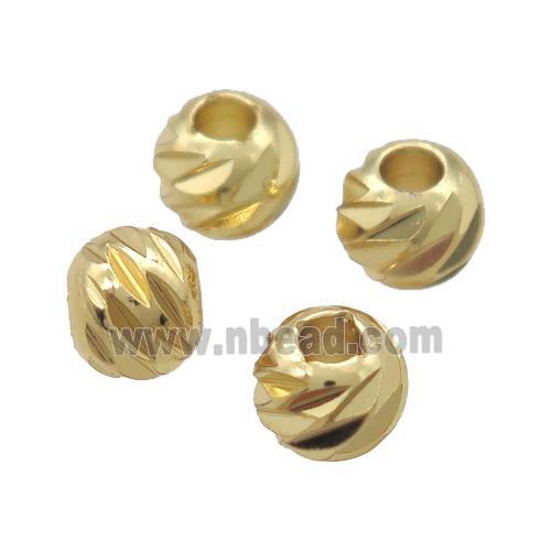 round copper carved beads, Unfade, gold plated