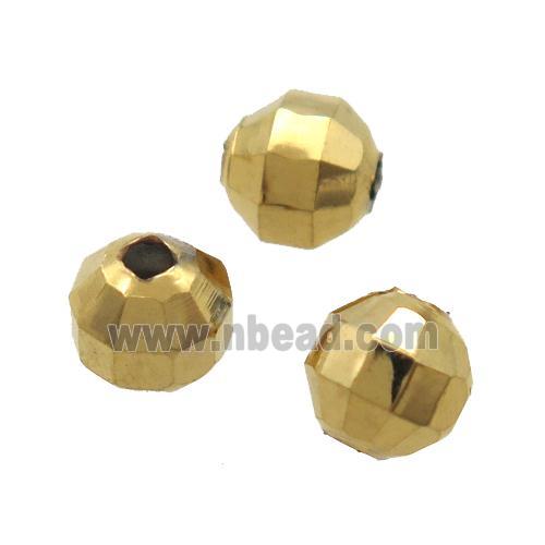 faceted round copper beads, Unfade, gold plated