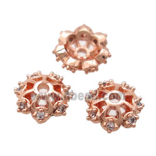 copper beadcaps pave zircon, Unfade, rose gold