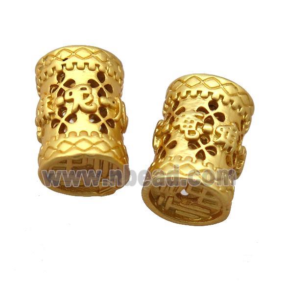 copper tube beads, Buddhist, duck gold, unfade