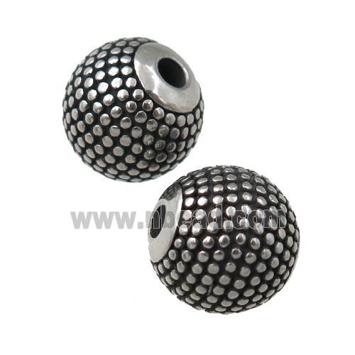 round Stainless Steel beads, antique silver