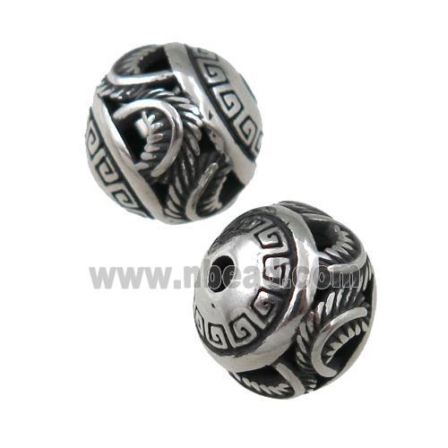 round Stainless Steel beads, antique silver