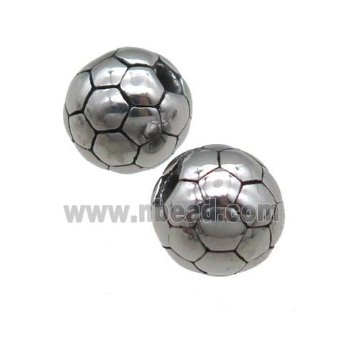 round Stainless Steel football beads Sport antique silver