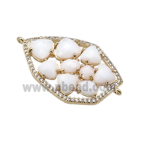 copper connector paved white Cat Eye Crystal, gold plated