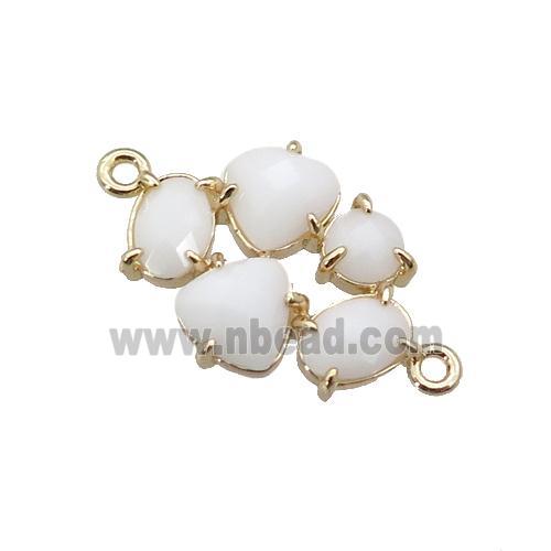 copper oval connector pave white Cat Eye Crystal, gold plated