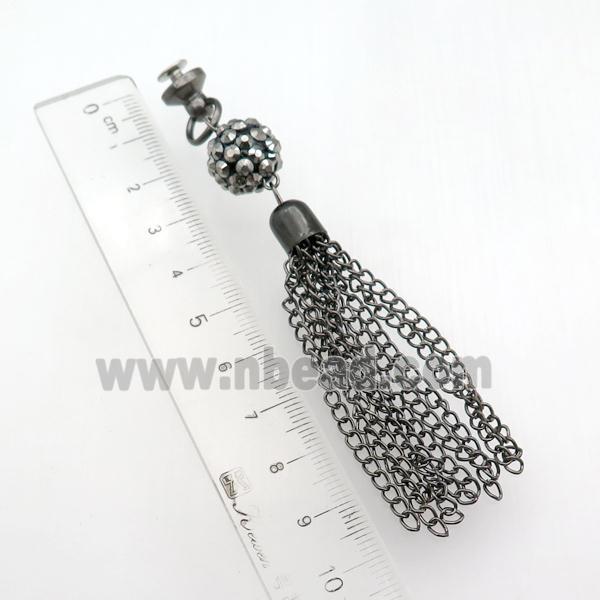 Iron Chain Tassel Pendant, black plated