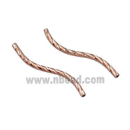 Copper Bend Tube Beads Rose Gold