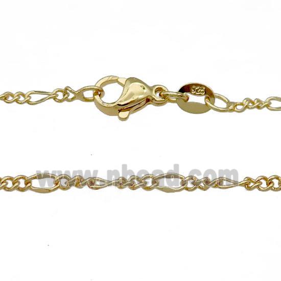 Copper Necklace Figaro Chain Unfaded Gold Plated