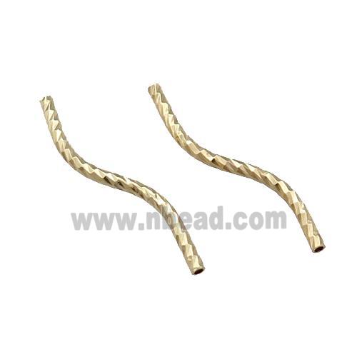 Copper Tube Beads Bend Light Gold Plated