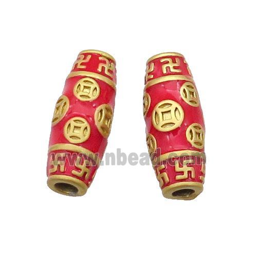 Copper Rice Beads Duck Gold Red Enamel