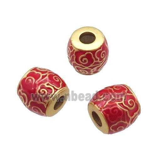 Copper Barrel Beads Duck Gold Red Enamel