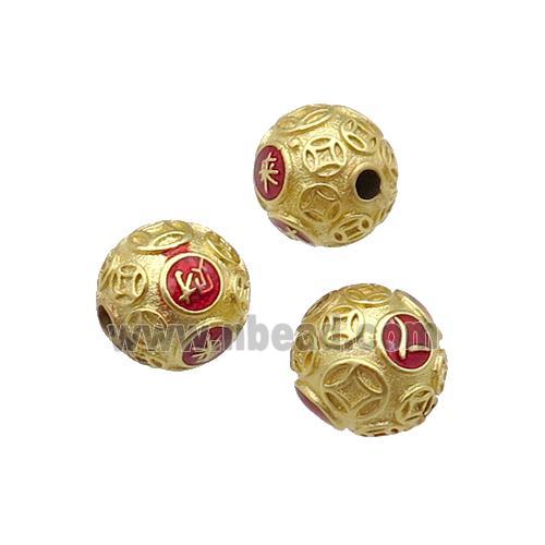 Copper Round Beads Duck Gold Red Enamel